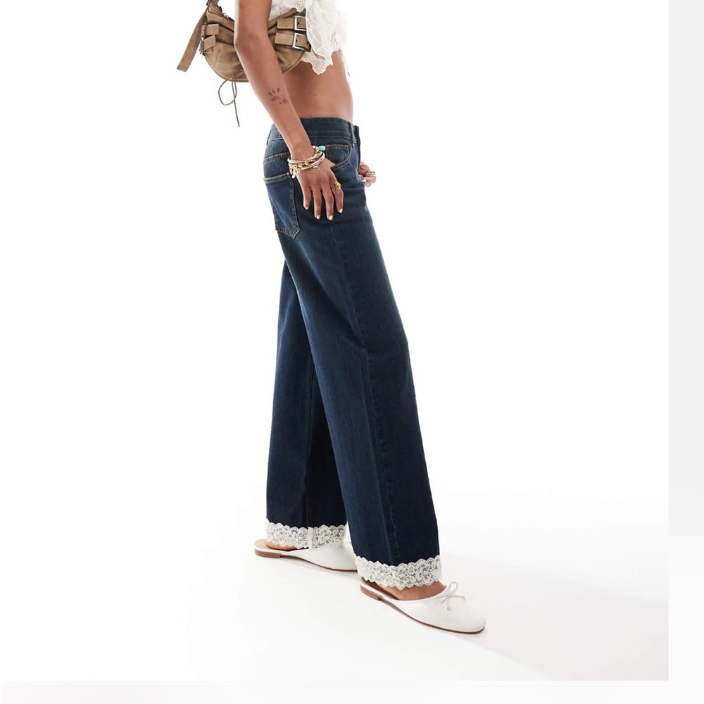 NWT lace trim jeans